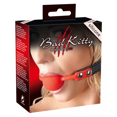 Силиконовый кляп-шар на чёрных ремешках Red Gag silicone