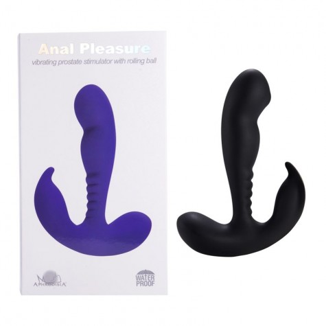 Черный вибростимулятор простаты Anal Vibrating Prostate Stimulator with Rolling - 13,3 см.